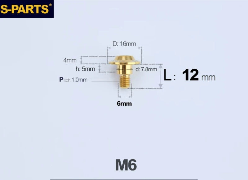 SPARTS M6 Titanium Shoulder Bolts for Motorcycle Brake Discs