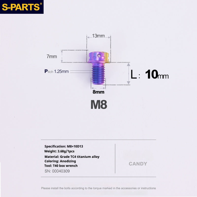 SPARTS A3 Series Candy Color Titanium Screws M8 L10–120mm for Motorcycle Bicycle Car Modification