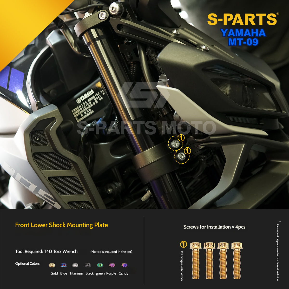 SPARTS Titanium Front Braking & Chassis Performance Fasteners Kit for Yamaha MT-09