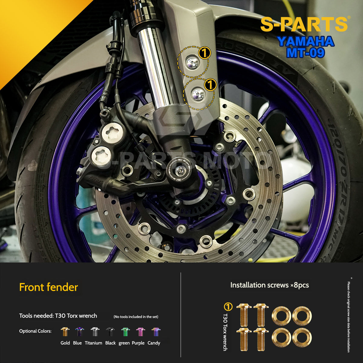 SPARTS Titanium Bodywork & Footpeg Bolt Kit for Yamaha MT-09