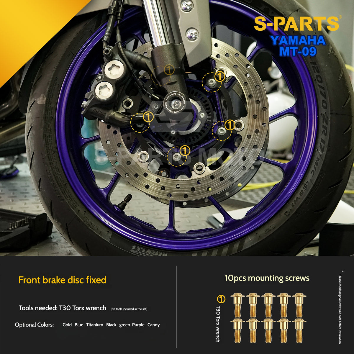 SPARTS Titanium Front Braking & Chassis Performance Fasteners Kit for Yamaha MT-09
