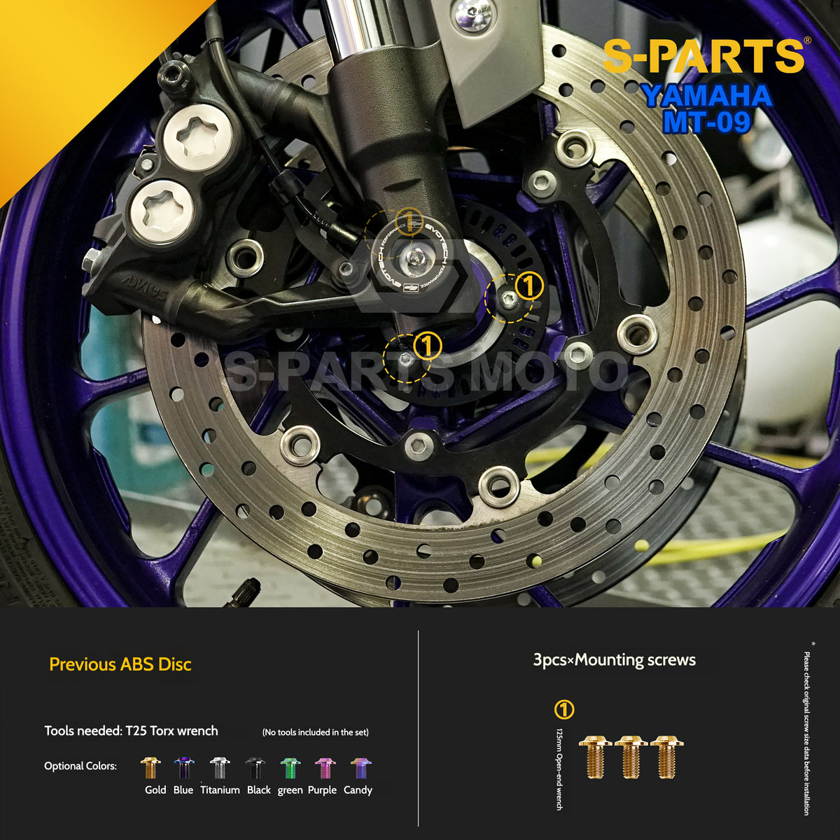 SPARTS Titanium Front Braking & Chassis Performance Fasteners Kit for Yamaha MT-09