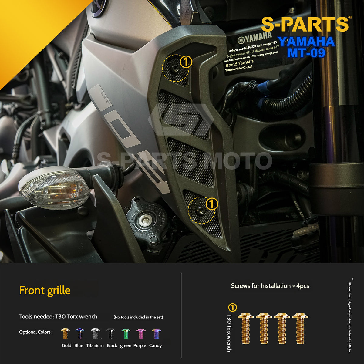 SPARTS Titanium Bodywork & Footpeg Bolt Kit for Yamaha MT-09
