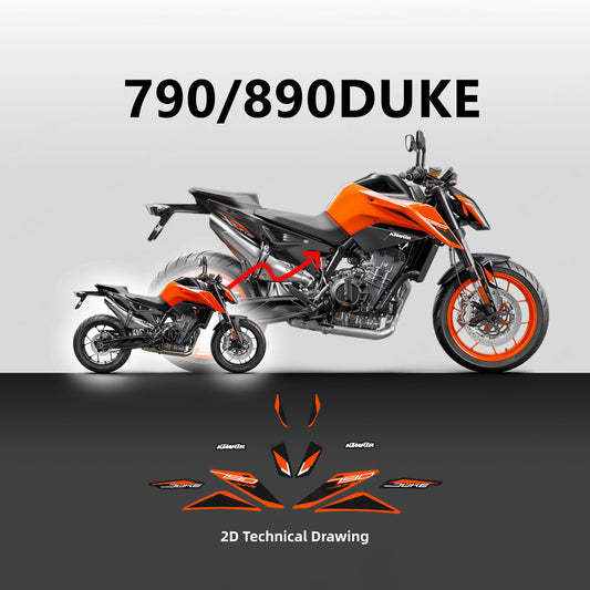 Factory Style Decal Sticker Kit for KTM DUKE 790 / 890 (2018-2022) - Gloss PVC Graphics Set