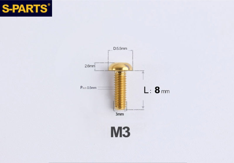 S-PARTS M3 A2 Truss Head Titanium Bolts for Bicycle Brakes & Components (L6-L15)