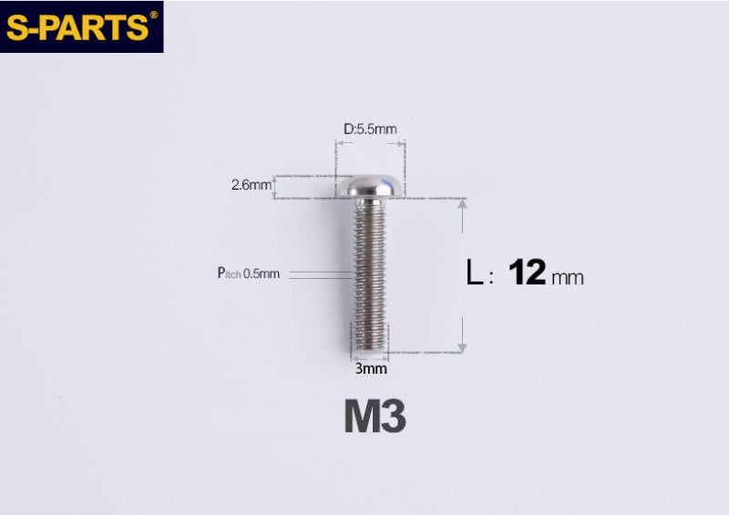 S-PARTS M3 A2 Truss Head Titanium Bolts for Bicycle Brakes & Components (L6-L15)