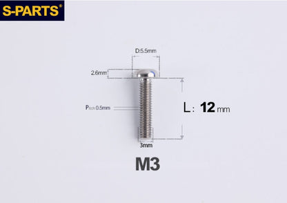 S-PARTS M3 A2 Truss Head Titanium Bolts for Bicycle Brakes & Components (L6-L15)