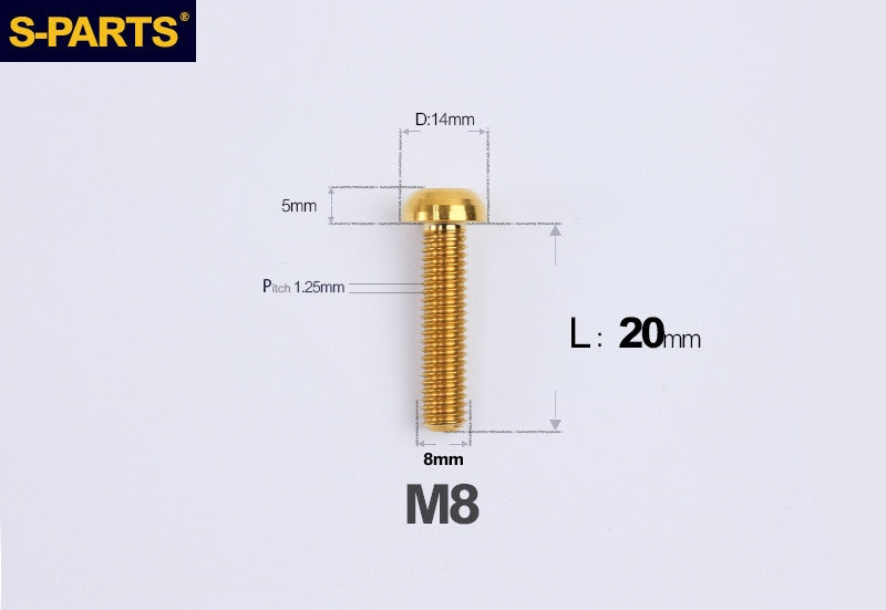 S-PARTS M8 A2 Series TC4 Titanium Bolts – Button Head Fasteners for Bicycle & E-Bike Upgrades