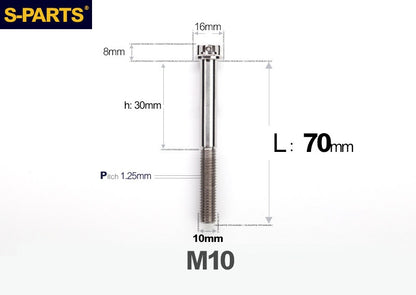 SPARTS M10 L12-120mm P1.25 A3 Series Standard Head Titanium Bolt |  Motorcycle  Upgrade