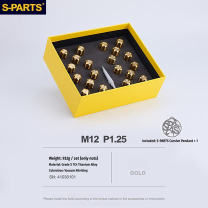 S-PARTS Titanium M12 Car Wheel Lug Nut Set