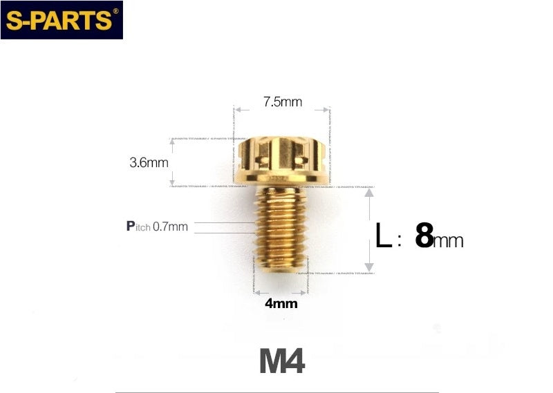 SPARTS M4 ×6 –50mm Titanium Torx Flange Head Bolts