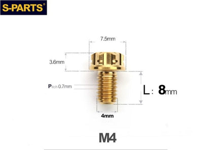 SPARTS M4 ×6 –50mm Titanium Torx Flange Head Bolts