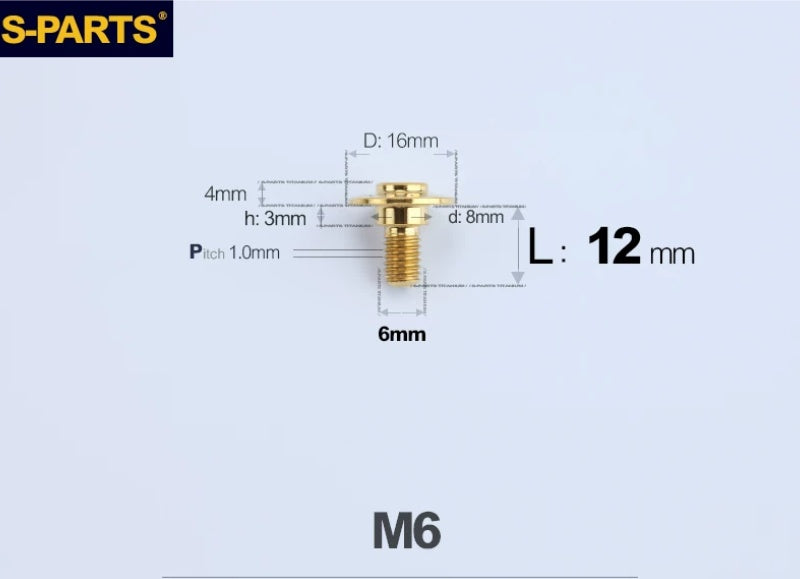 SPARTS M6 Titanium Shoulder Bolts for Motorcycle Brake Discs