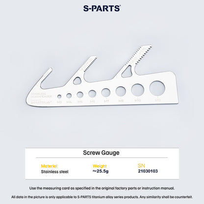 SPARTS Metal Screw Gauge New Version – Stainless Steel Thread Pitch & Diameter Measuring Tool