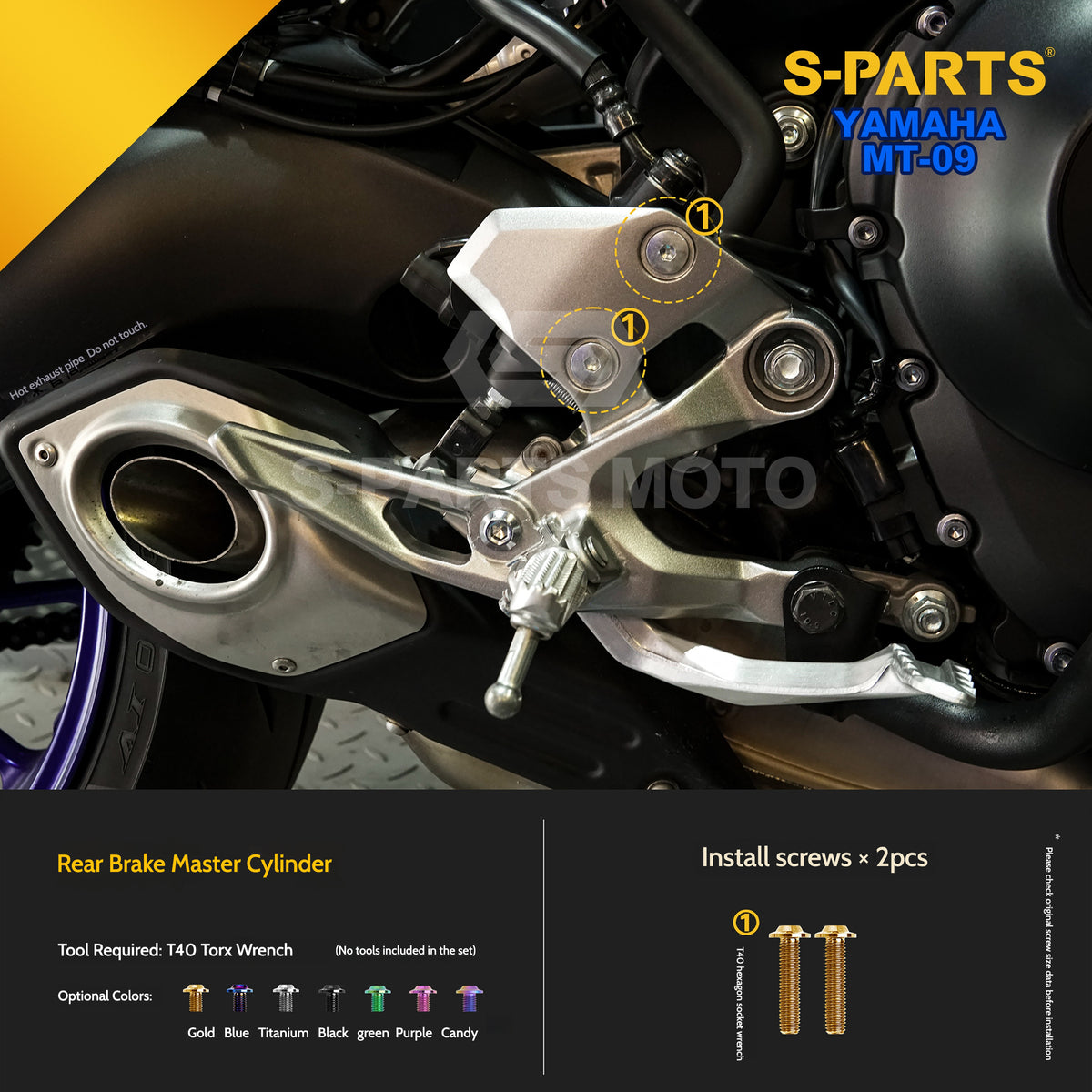 SPARTS Titanium Rear Sprocket Nuts & Rear Braking Fasteners Kit for Yamaha MT-09