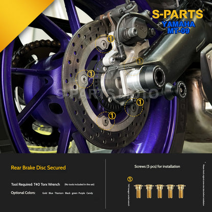 SPARTS Titanium Rear Sprocket Nuts & Rear Braking Fasteners Kit for Yamaha MT-09