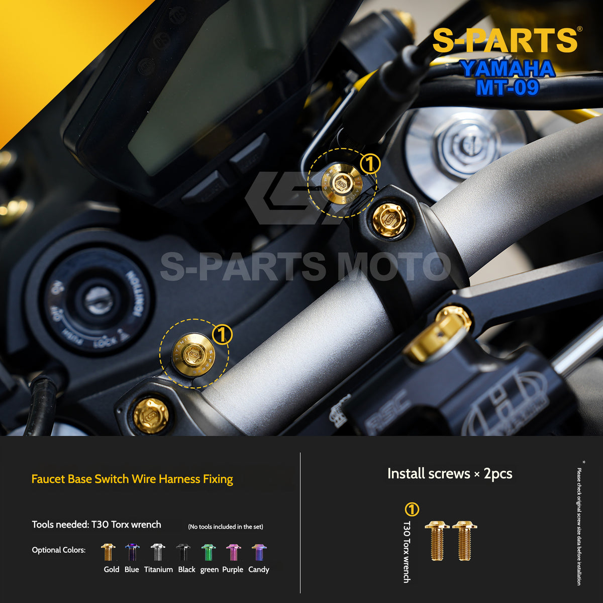 SPART Titanium Cockpit Fasteners & Handlebar Control Hardware Kit for Yamaha MT-09