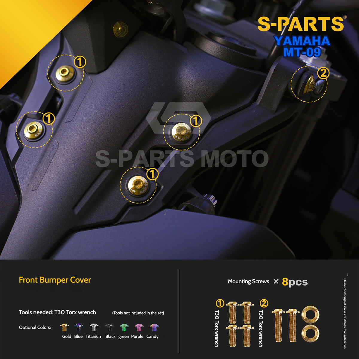 SPARTS Titanium Bodywork & Footpeg Bolt Kit for Yamaha MT-09