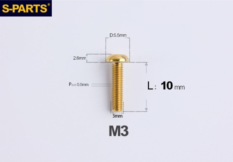 S-PARTS M3 A2 Truss Head Titanium Bolts for Bicycle Brakes & Components (L6-L15)