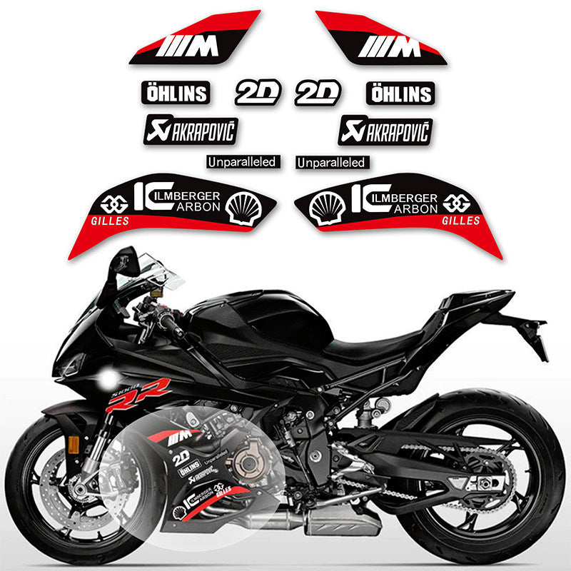 BMW S1000RR (2019–2022) M Package / Double R Track Lower Fairing Decal Kit Motorcycle Racing Graphics Sticker Set