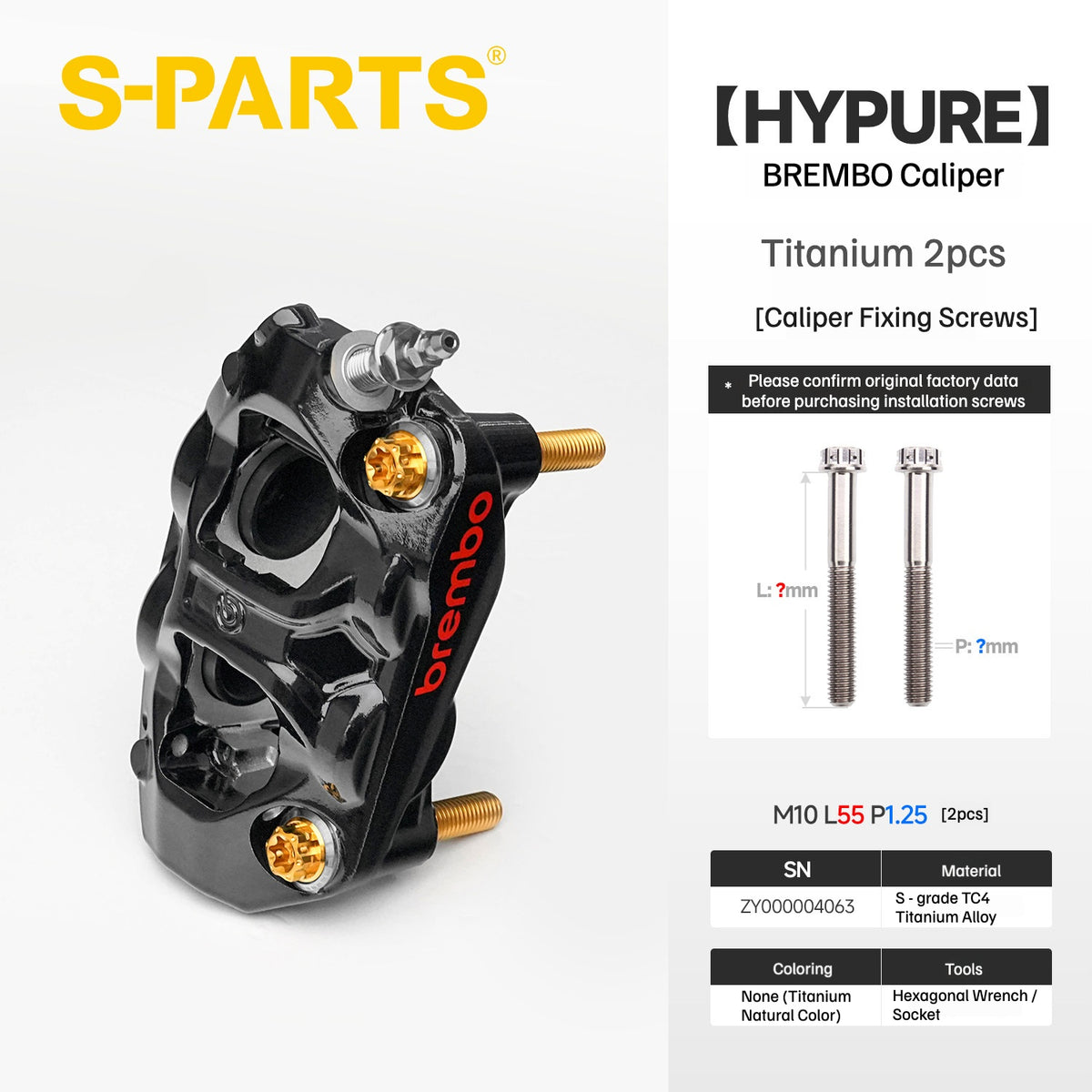 SPARTS Titanium Bolt Kit Compatible with BREMBO HYPURE Caliper - Titanium