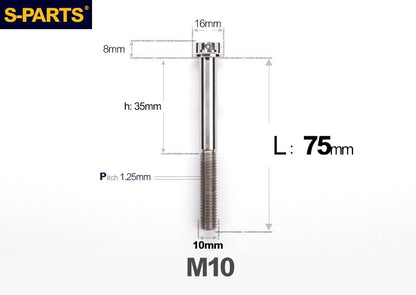 SPARTS M10 L12-120mm P1.25 A3 Series Standard Head Titanium Bolt |  Motorcycle  Upgrade