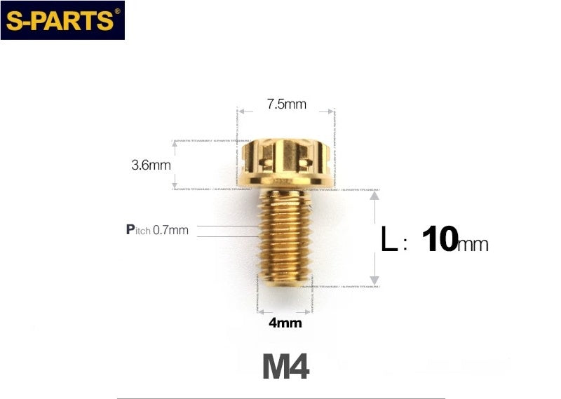 SPARTS M4 ×6 –50mm Titanium Torx Flange Head Bolts