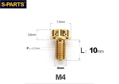 SPARTS M4 ×6 –50mm Titanium Torx Flange Head Bolts