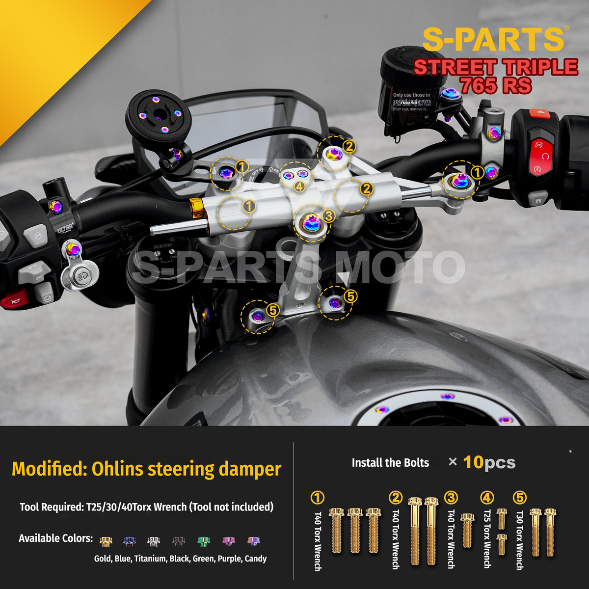 SPARTS Titanium Bolts for Triumph Street Triple 765 RS – Body & Controls Upgrade Fasteners