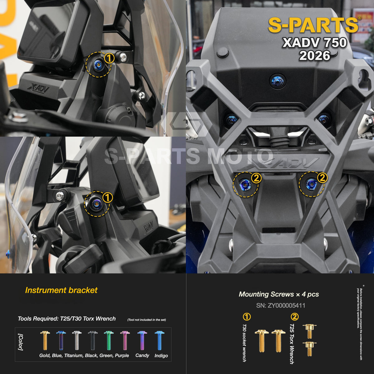 SPARTS Titanium Bolt Kit for Honda X-ADV 750 2026 Bodywork Fasteners