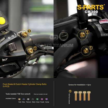 SPARTS Titanium Handlebar, Triple Tree & Suspension Bolt Kit for Honda CM300 / Rebel 300