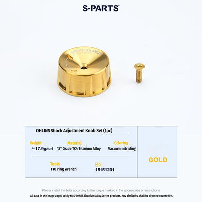 Premium Titanium Suspension Adjuster Knobs for Ohlins Shocks (2-Piece Set) | S-PARTS