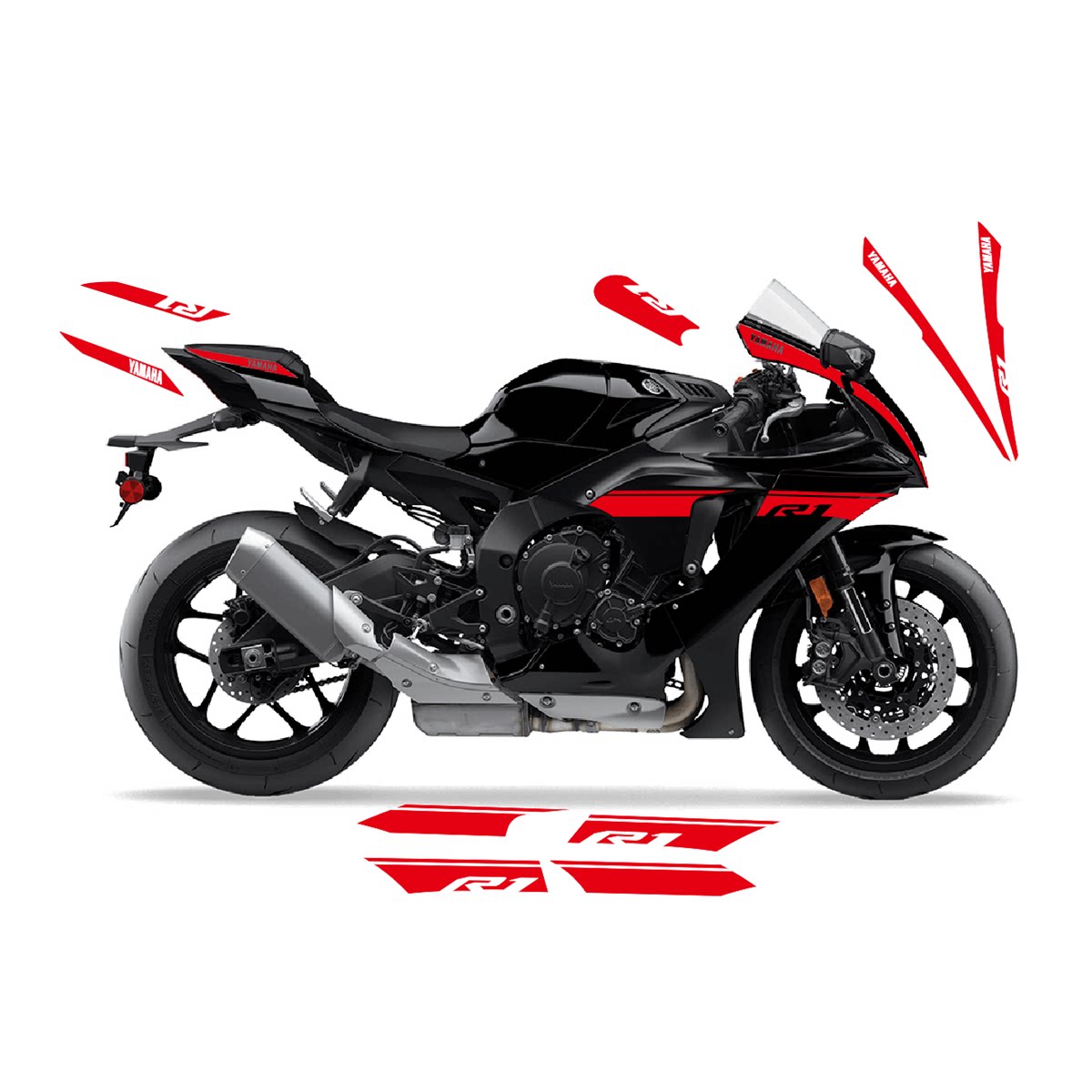2023 Yamaha YZF-R1 Full Body Stripe Cutout Graphics Decals Motorcycle Fairing Stickers