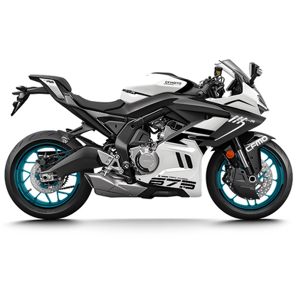 CFMOTO 675SR Violet Graphic Decal Kit Motorcycle Body & Rim Stickers — White Motorcycle
