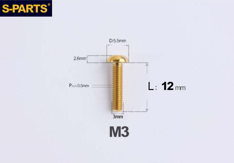 S-PARTS M3 A2 Truss Head Titanium Bolts for Bicycle Brakes & Components (L6-L15)