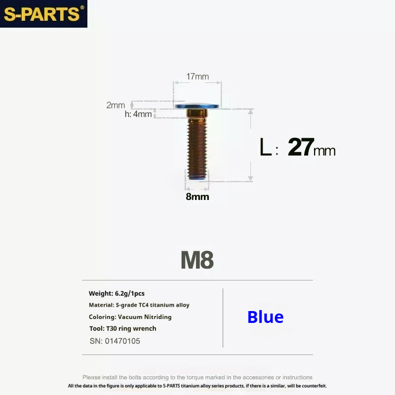 SPARTS Titanium M8*27 Front Brake Disc Bolts for BMW 1200 1250 and Water Bird – Custom Upgrade Kit