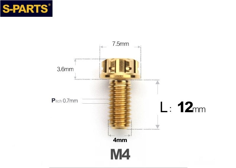 SPARTS M4 ×6 –50mm Titanium Torx Flange Head Bolts
