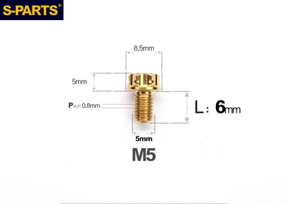 SPARTS M5×6-95mm Standard Head Screw Titanium Bolt for Motorcycle Modification