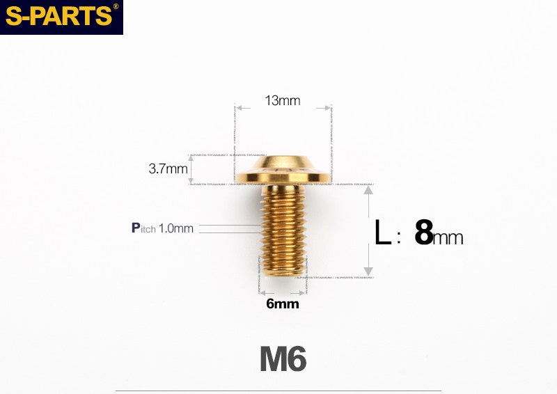 SPARTS A3 M6 D13 Titanium Button Head Bolts for Motorcycle Upgrades