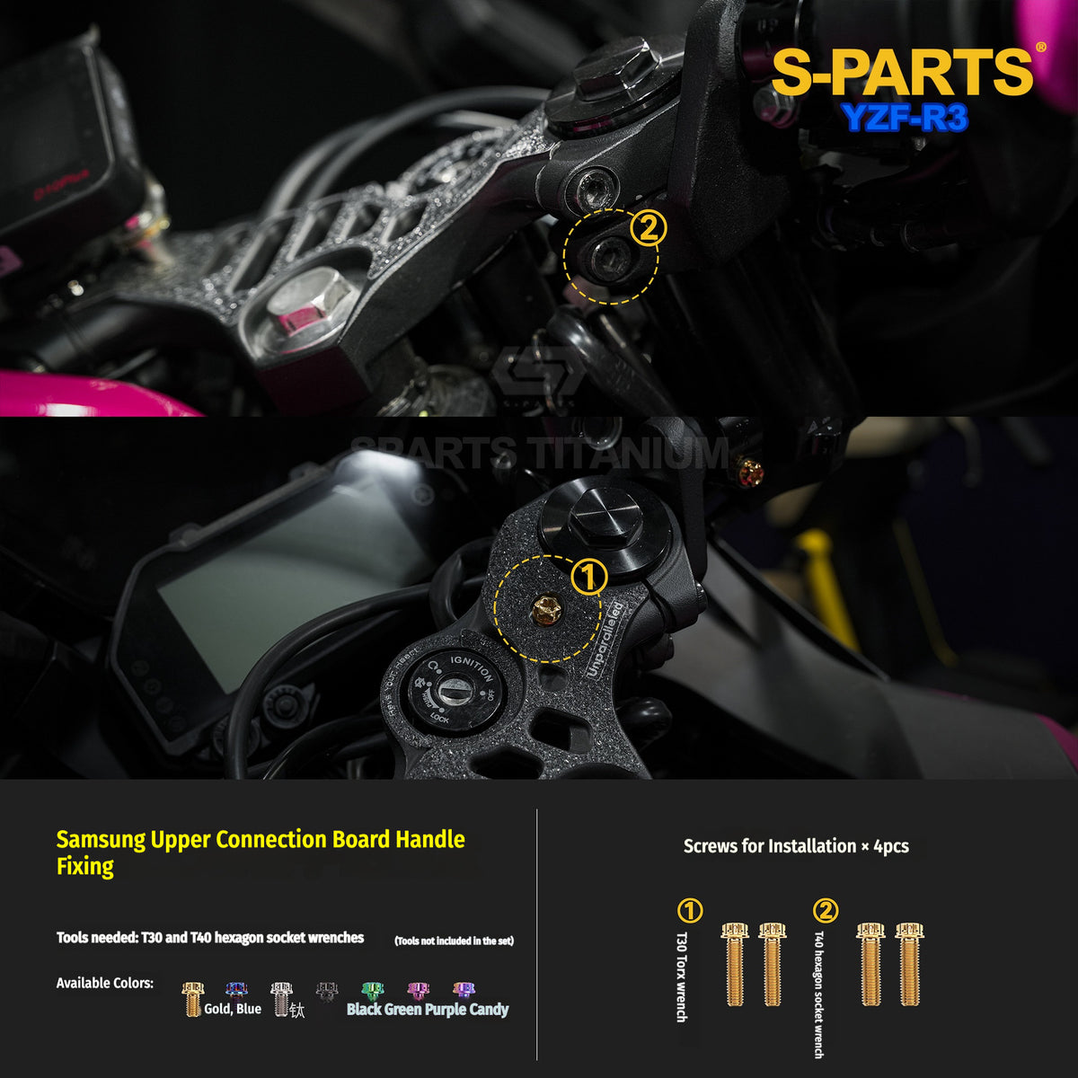 Yamaha YZF-R3 Titanium Bolts for Windscreen, Mirrors & Handlebars | SPARTS