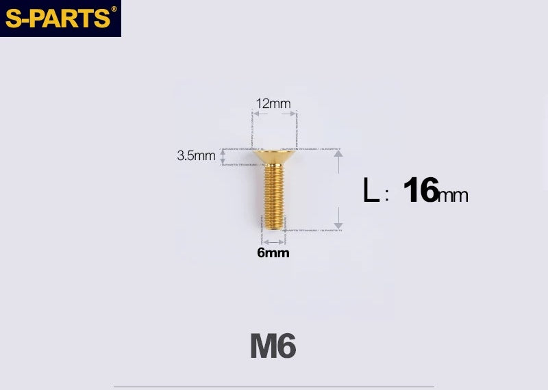 SPARTS M6×10–65mm Titanium Torx Countersunk Bolts for Motorcycle Frames