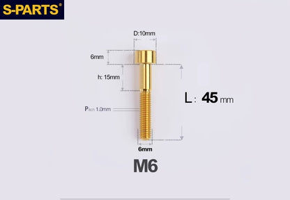 SPARTS M6×30–70mm Titanium Socket Head Cap Screws for Motorcycles