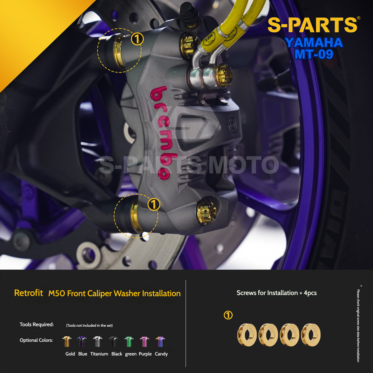SPARTS Titanium Front Braking & Chassis Performance Fasteners Kit for Yamaha MT-09