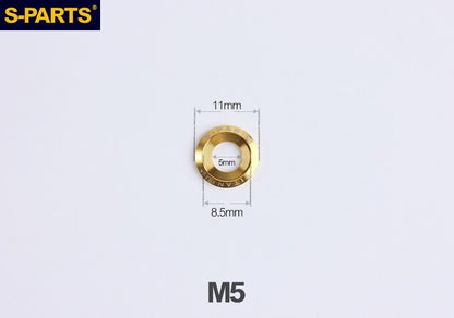 S-PARTS M3 / M4 / M5 / M6 / M8 / M10 / M12 TC4 Titanium Flat Washers forMotorcycles & Bicycles