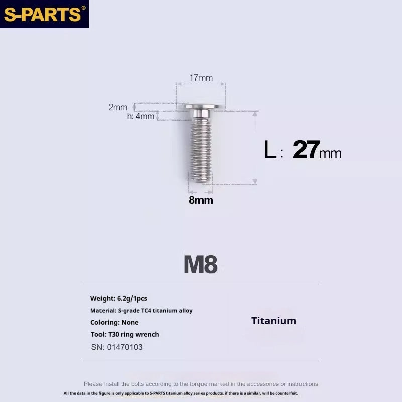 SPARTS Titanium M8*27 Front Brake Disc Bolts for BMW 1200 1250 and Water Bird – Custom Upgrade Kit