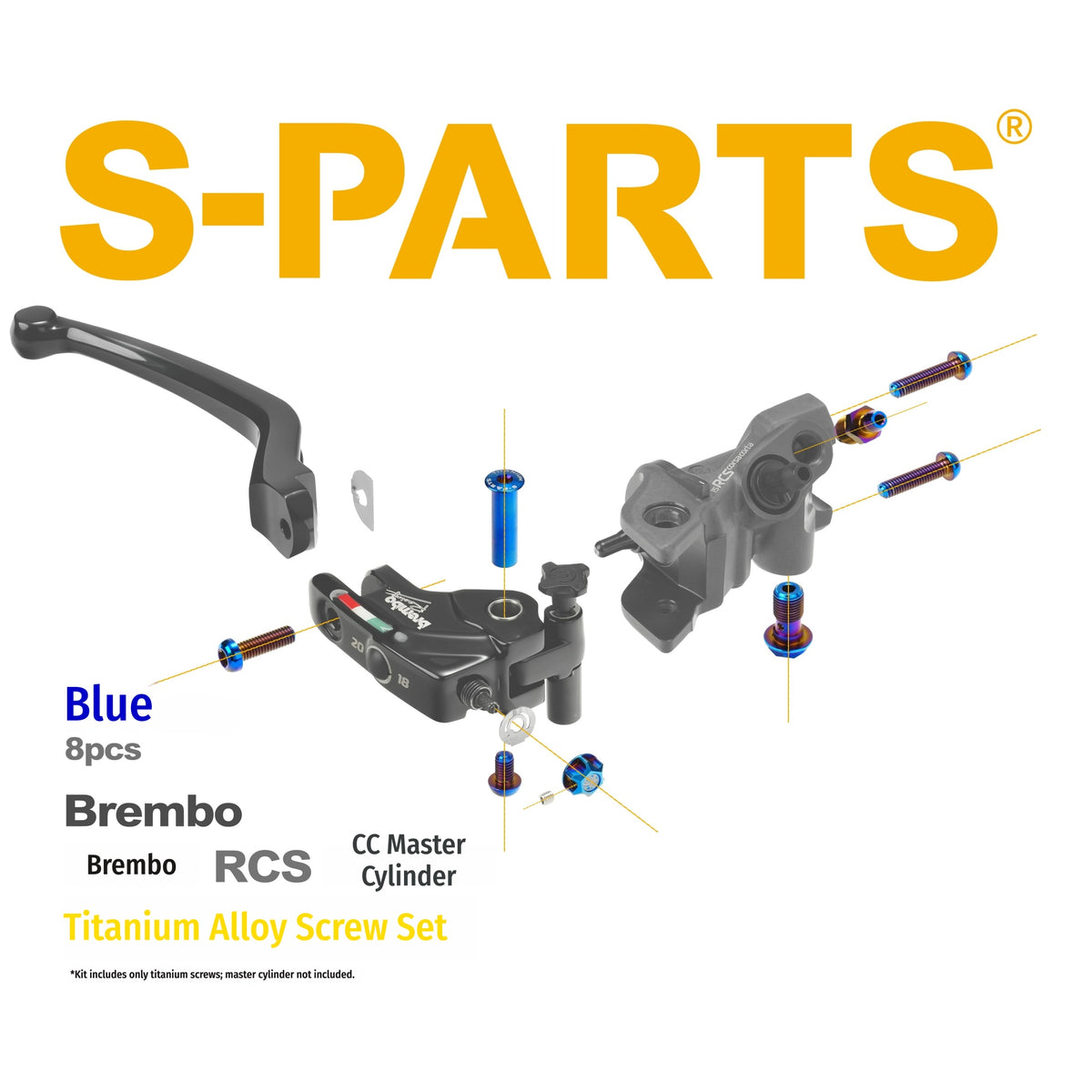 SPARTS TC4 Titanium Bolt Kit for Brembo RCS CC Master Cylinder | Motorcycle Brake Master Cylinder Fasteners