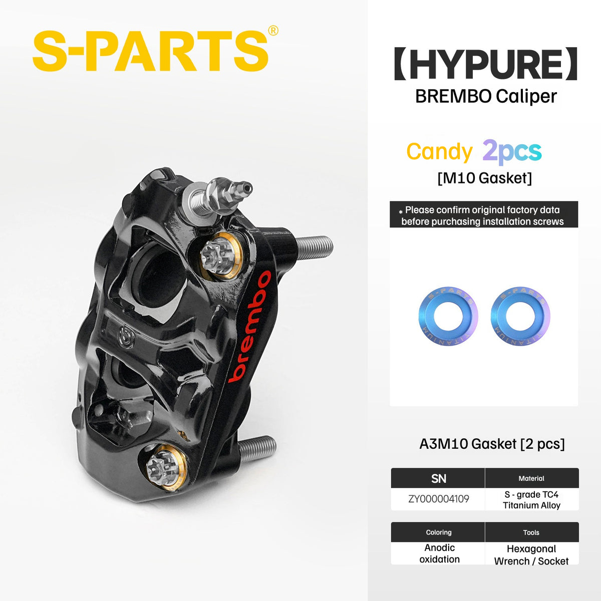 SPARTS Titanium Bolt Kit Compatible with BREMBO HYPURE Caliper - Candy