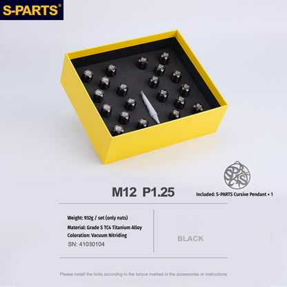 S-PARTS Titanium M12 Car Wheel Lug Nut Set