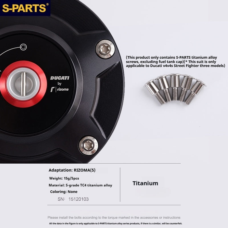 SPARTS Titanium Rizoma Fuel Tank Cap Bolt Kit for Ducati V4 V4S Streetfighter