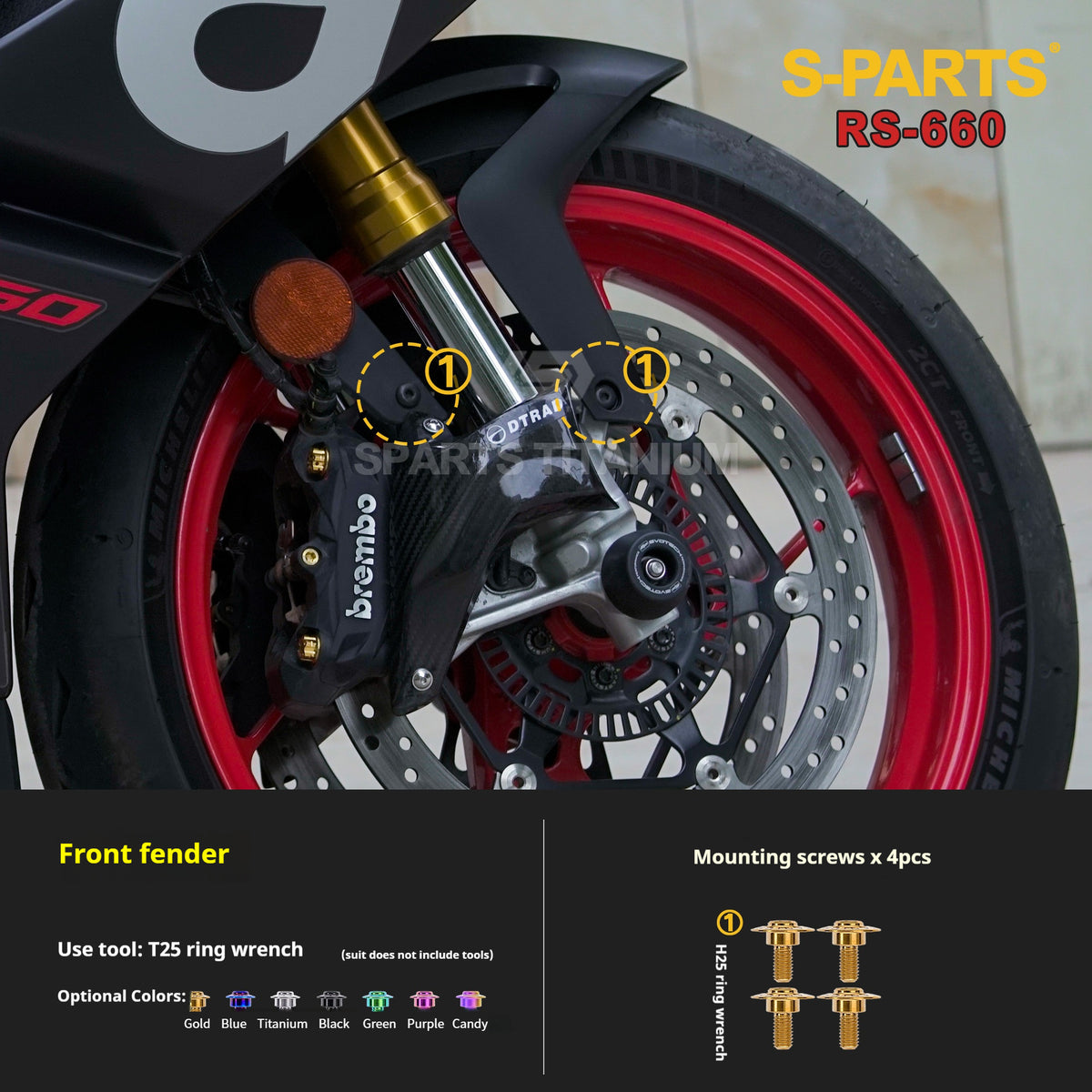 S-PARTS Titanium Complete Bolts Hardware Kit for Aprilia RS660 (2021+)
